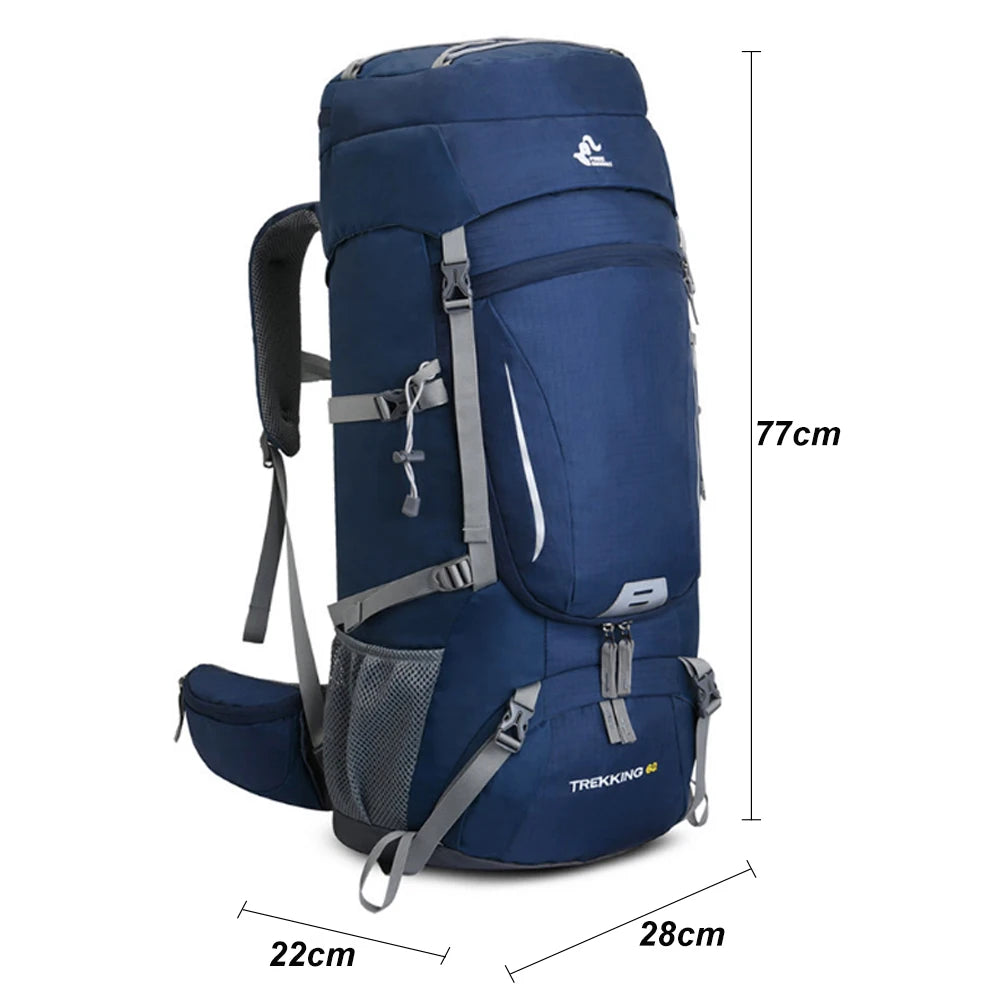 Blue Men's 60L Large Hiking Mountaineering Backpack