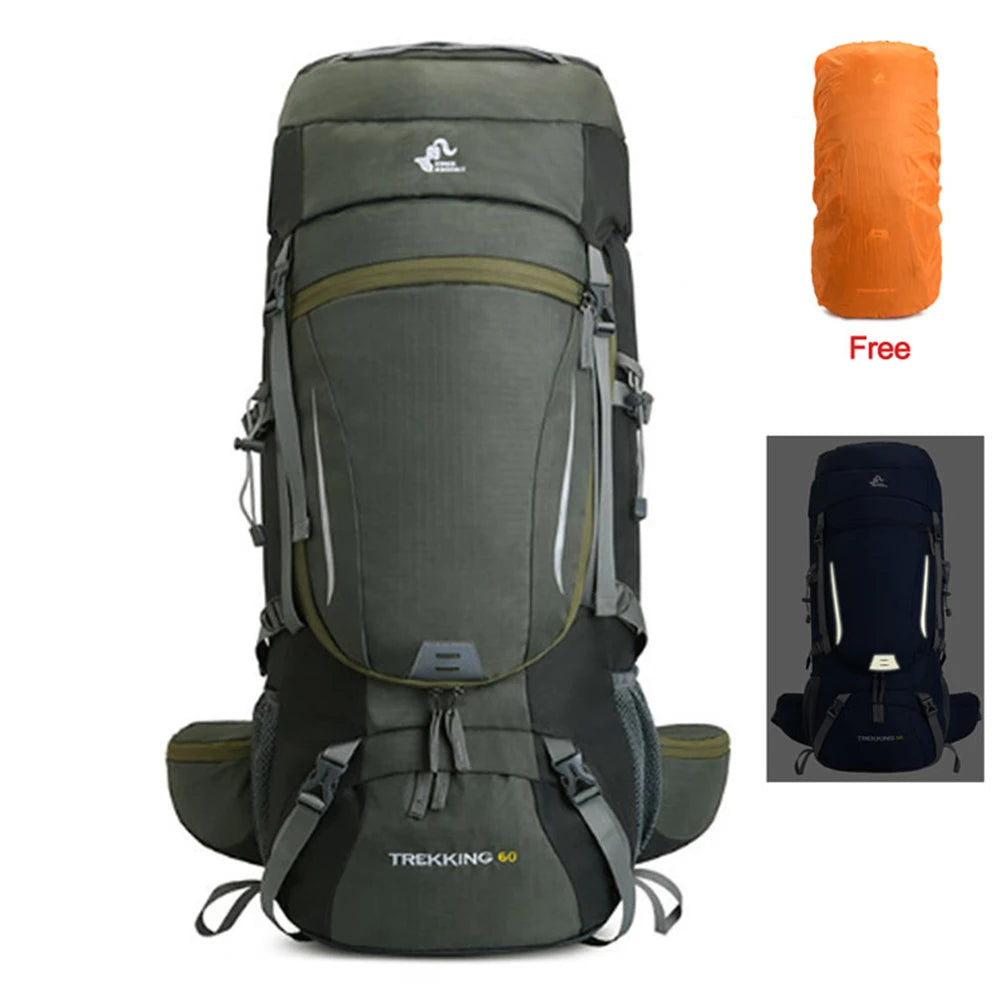 Blue Men's 60L Large Hiking Mountaineering Backpack